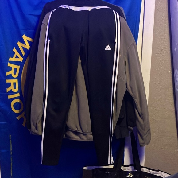BLACK AND WHITE ADIDAS TRAINING PANTS - Picture 1 of 4